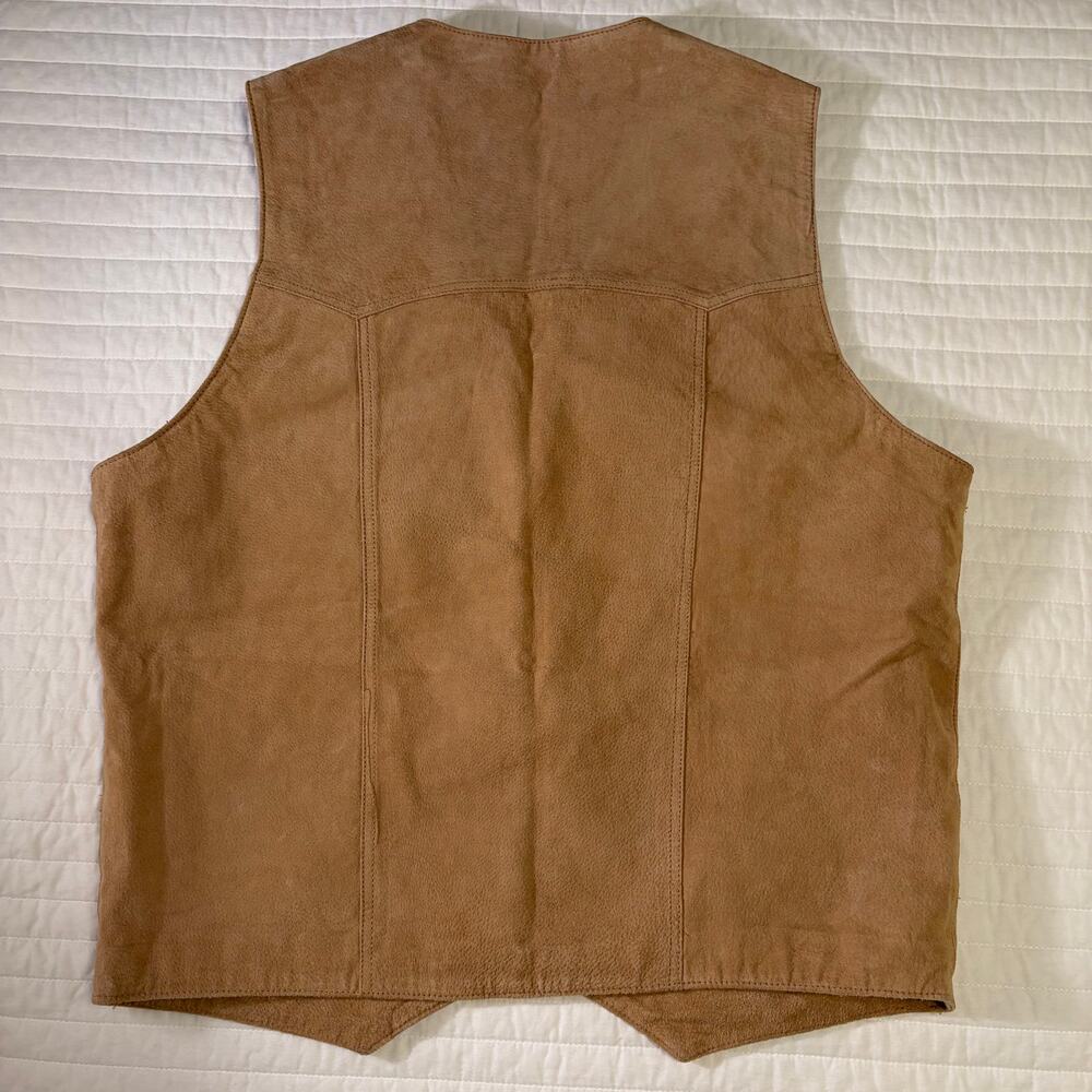 Cripple Creek Tan Suede Leather Western Yoke Button Vest Mens XL - Picture 3 of 8